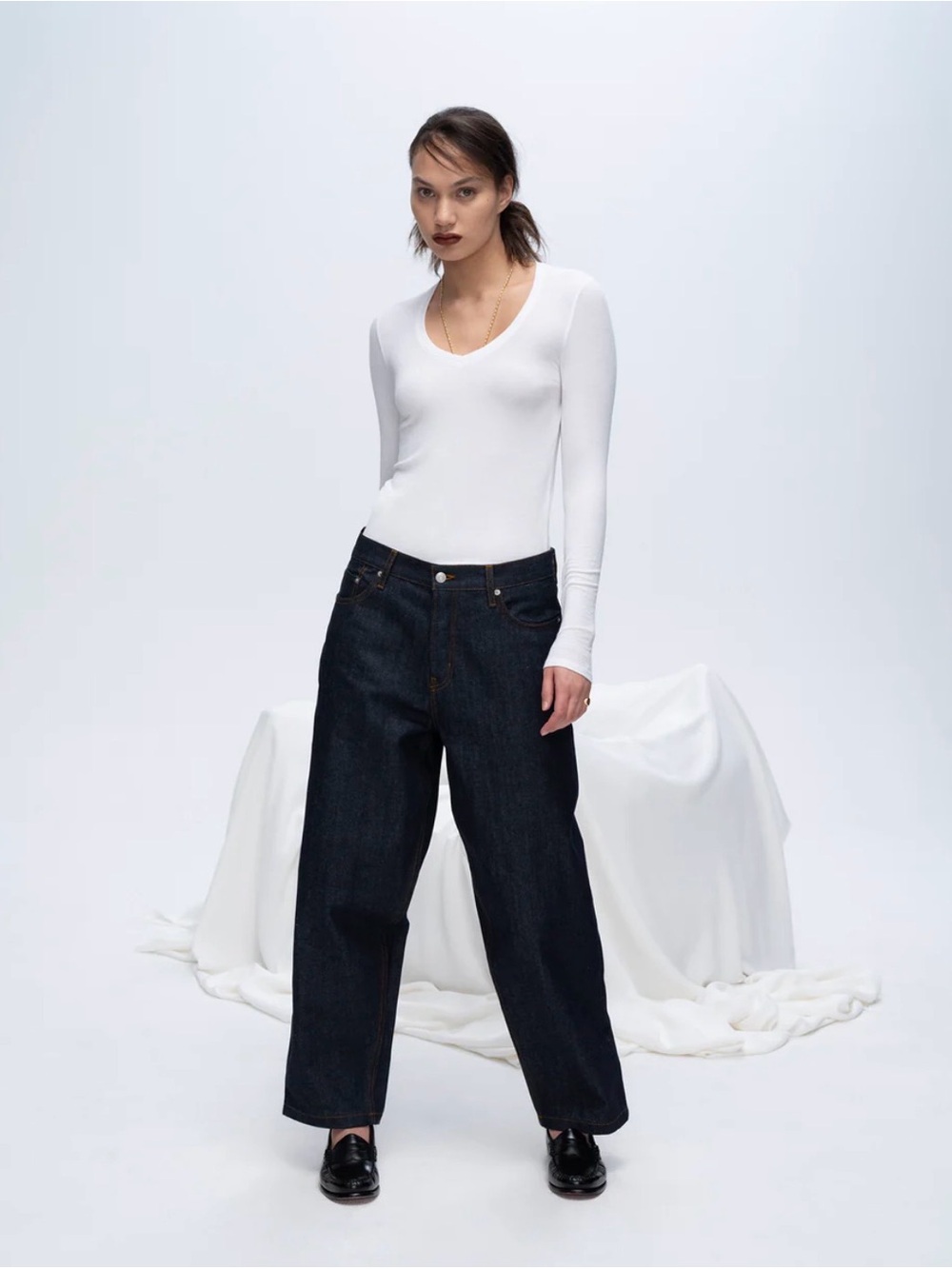 ATM Modal Rib Long-Sleeve V Neck Tee